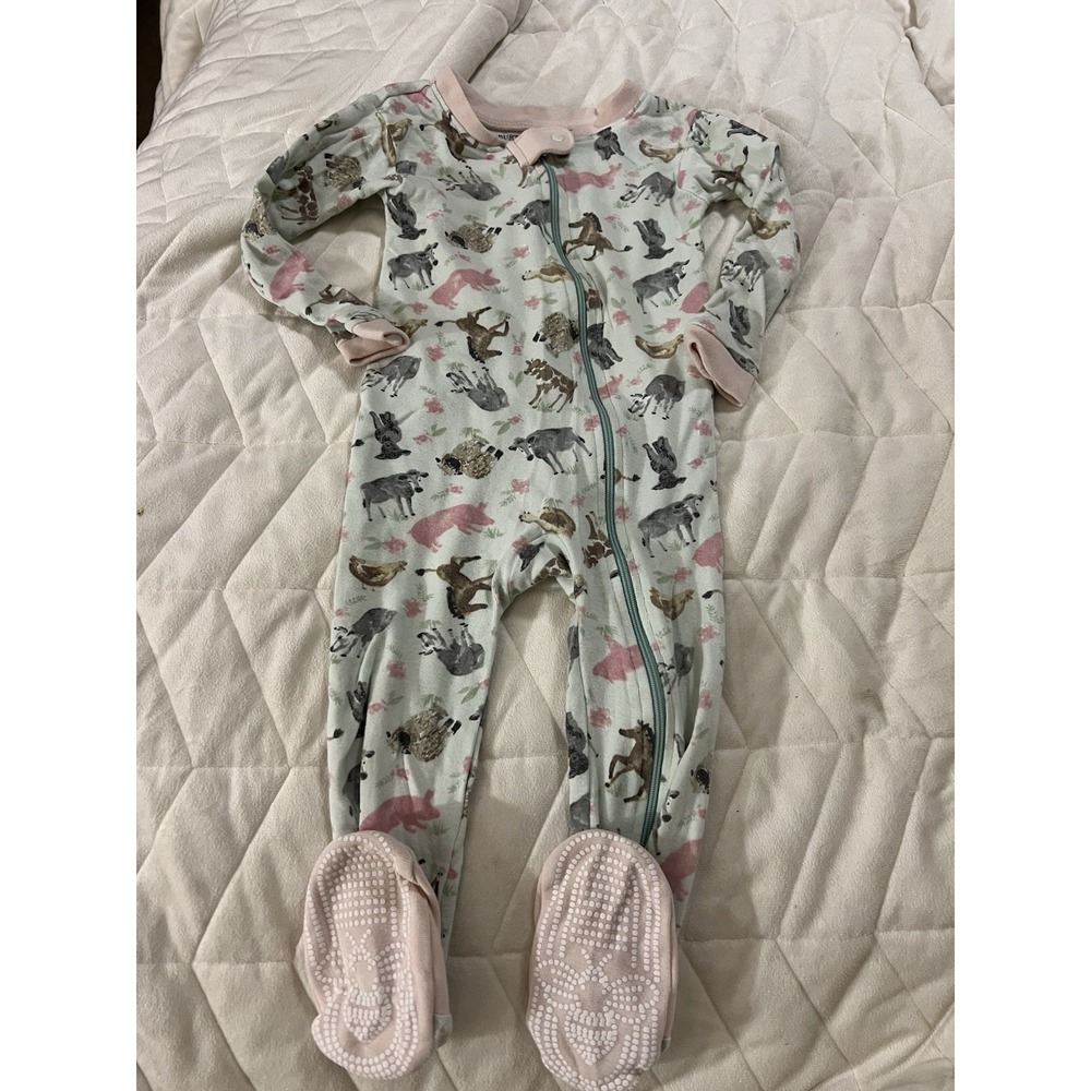 Baby Girl Clothes New Burt's Bees 18 Month Farm Cow Pig Footed Outfit